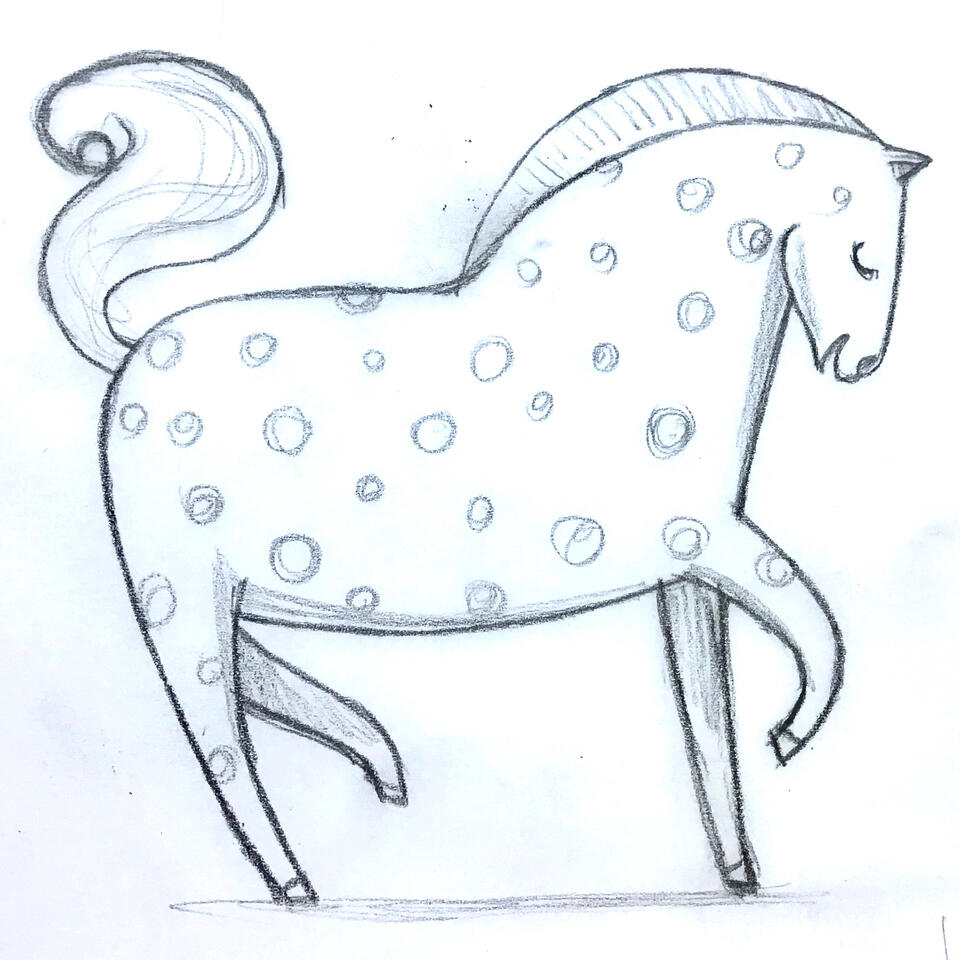 Prancing polka dot pony